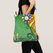 Emerald Green Glitter Whimsy Flower Sunshine Bee Tote Bag (Dichtbij)