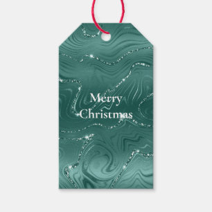 Emerald Green Glitzy Marble Cadeaulabel