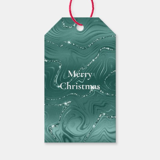 Emerald Green Glitzy Marble Cadeaulabel (Voorkant)