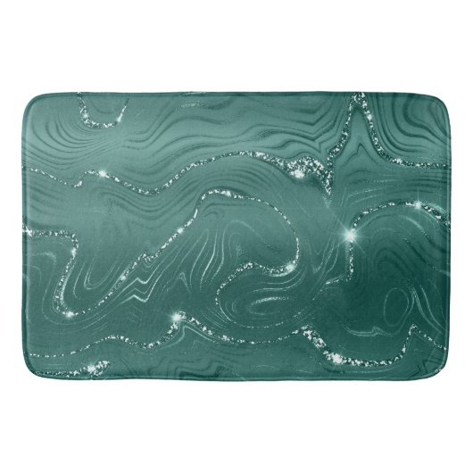 Emerald Green Glitzy Marble Kerstmis Badmat (Voorkant)