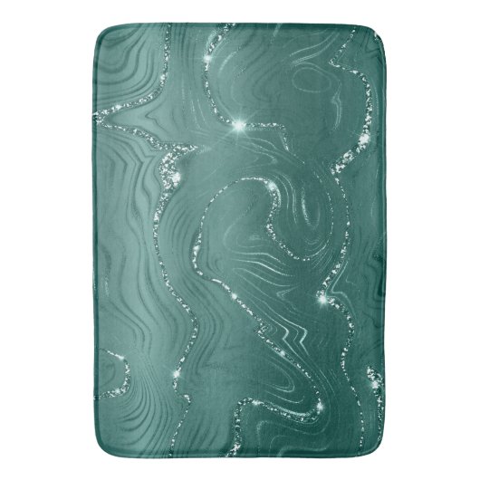 Emerald Green Glitzy Marble Kerstmis Badmat (Voorkant Verticaal)