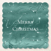 Emerald Green Glitzy Marble Kerstmis Kartonnen Onderzetters (Voorkant)