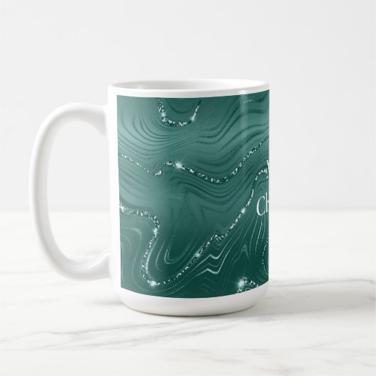 Emerald Green Glitzy Marble Koffiemok (Links)