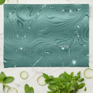 Emerald Green Glitzy Marble Theedoek