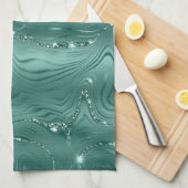 Emerald Green Glitzy Marble Theedoek (Quarter Fold)