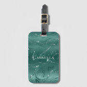 Emerald Green Glitzy Marmer Gepersonaliseerd Bagagelabel (Voorkant (verticaal))