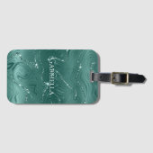 Emerald Green Glitzy Marmer Gepersonaliseerd Bagagelabel (Voorkant (horizontaal))
