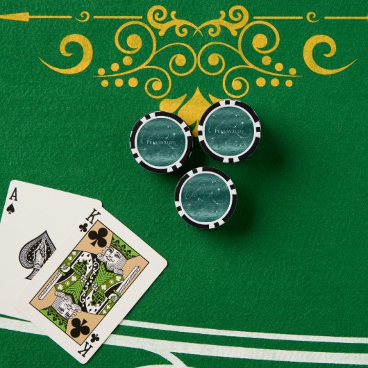 Emerald Green Glitzy Marmer Gepersonaliseerd Poker Chips (Pokertafel (Stack))