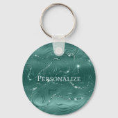 Emerald Green Glitzy Marmer Gepersonaliseerd Sleutelhanger (Voorkant)