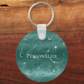 Emerald Green Glitzy Marmer Gepersonaliseerd Sleutelhanger (Voorkant)