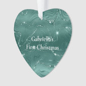 Emerald Green Glitzy Marmer Gepersonaliseerde Kers Ornament (voorkant)