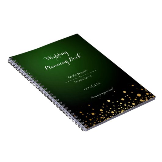 Emerald Green Glitzy Weddenschap Planning Book Notitieboek (Rechterzijde)