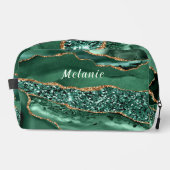 Emerald Green Gold Aangepaste Naam Gepersonaliseer Toilettasje (Voorkant)