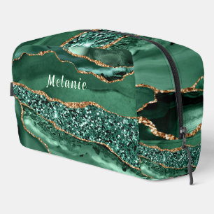 Emerald Green Gold Aangepaste Naam Gepersonaliseer Toilettasje