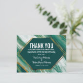 Emerald Green Gold Abstract Agaat Marmer Dank u Briefkaart (Staand voorkant)