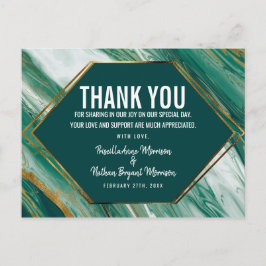 Emerald Green Gold Abstract Agaat Marmer Dank u Briefkaart