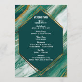 Emerald Green Gold Abstract Agate Marble Programma Programmakaart (Achterkant)