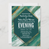 Emerald Green Gold Abstract Agate Marble Reception Kaart (Voorkant)