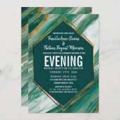 Emerald Green Gold Abstract Agate Marble Reception Kaart (Voorkant / Achterkant)