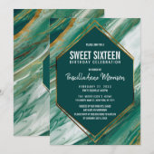 Emerald Green Gold Abstract Agate Marble Sweet 16 Kaart (Voorkant / Achterkant)