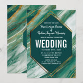 Emerald Green Gold Abstract Agate Marble Wedding Kaart (Voorkant / Achterkant)
