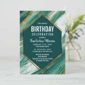 Emerald Green Gold Abstract Agate Marmer Birthday Kaart (Staand voorkant)
