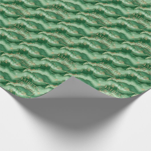 Emerald Green Gold Abstract Marble Design Cadeaupapier (Hoek)
