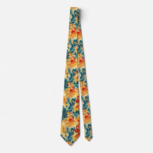 Emerald Green & Gold Abstract Paisley Bladeren (3) Stropdas (Voorkant)