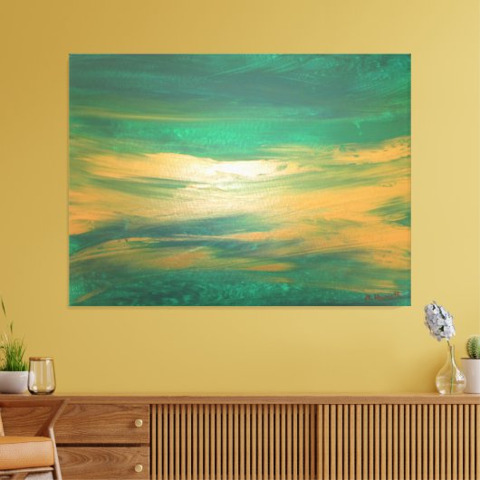 Emerald Green Gold Abstracte Kunst Hedendaags Canvas Afdruk (Insitu (Woonkamer))