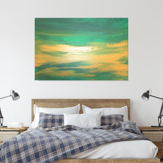 Emerald Green Gold Abstracte Kunst Hedendaags Canvas Afdruk (Insitu (Slaapkamer))