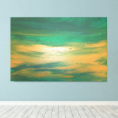 Emerald Green Gold Abstracte Kunst Hedendaags Canvas Afdruk (Insitu (Houten vloer))