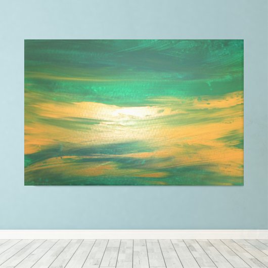 Emerald Green Gold Abstracte Kunst Hedendaags Canvas Afdruk (Insitu (Houten vloer))