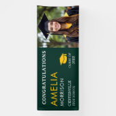 Emerald Green Gold Afstuderen Foto Afstuderen Spandoek (Verticaal)