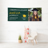 Emerald Green Gold Afstuderen Foto Afstuderen Spandoek (Insitu)