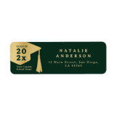 Emerald Green Gold Afstuderen Pet retouradres Etiket (Voorkant)