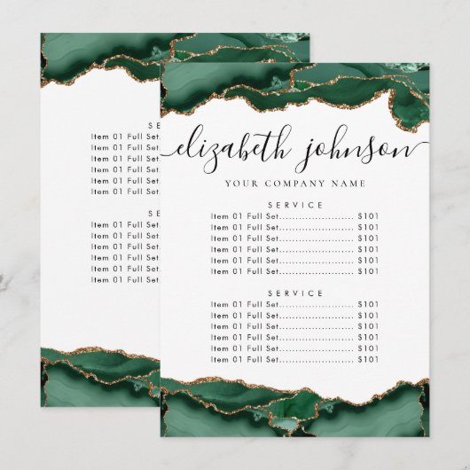 Emerald Green Gold Agaat Bedrijfsprijs Kaart (Voorkant / Achterkant)