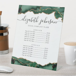 Emerald Green Gold Agaat Bedrijfsprijs Reclamebord Met Voetstuk