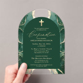 Emerald Green Gold Agaat Bevestiging Modern Acryl Uitnodigingen (Insitu (Draagbaar))