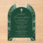 Emerald Green Gold Agaat Bevestiging Modern Acryl Uitnodigingen (Voorkant)