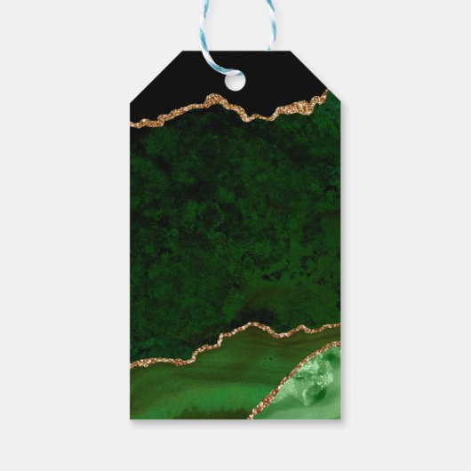 Emerald Green Gold Agaat bruiloft dank u Cadeaulabel (Achterkant)