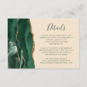 Emerald Green Gold Agaat Champagne Wedding Details Informatiekaartje (Voorkant)