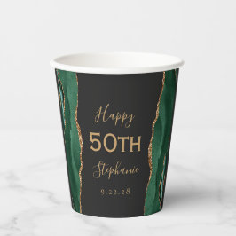 Emerald Green Gold Agaat Dark 50th Birthday Papieren Bekers