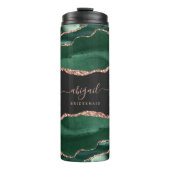 Emerald Green Gold Agaat Dark Bruidsmeisje bruilof Thermosbeker (Voorkant)