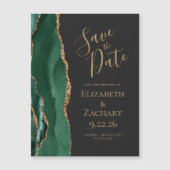 Emerald Green Gold Agaat Dark Magnet Save the Date (Voorkant)