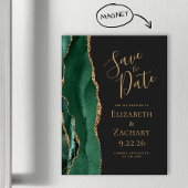 Emerald Green Gold Agaat Dark Magnet Save the Date