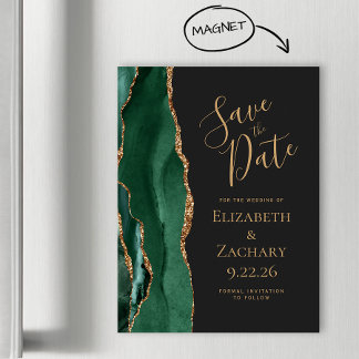 Emerald Green Gold Agaat Dark Magnet Save the Date