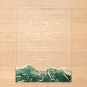 Emerald Green Gold Agaat Elegante Moderne Huwelijk Acryl Uitnodigingen (Voorkant)