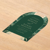 Emerald Green Gold Agaat Huwelijk Elegant Acryl Uitnodigingen (Laagn)