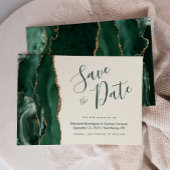 Emerald Green Gold Agaat Ivoor Save the Date Kaart