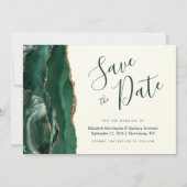 Emerald Green Gold Agaat Ivoor Save the Date Kaart (Voorkant)